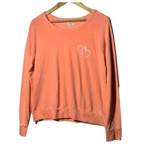 Sundry Neon Orange Heart Detail Sweatshirt S